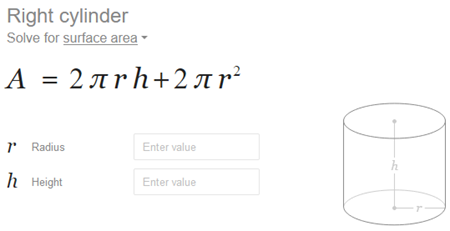 Surface area formula