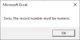 Error message for non-numeric input