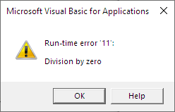 Division by zero error message