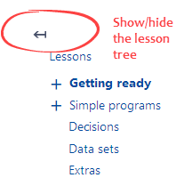Show/hide the lesson tree