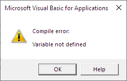 Variable not defined error message